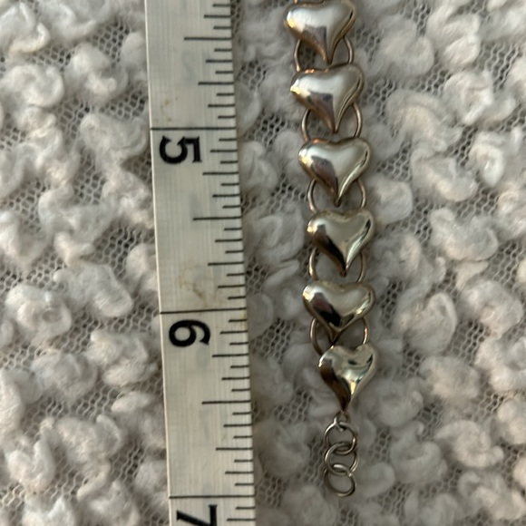 Vintage Heart Link Sterling Silver Bracelet 925 - Picture 9 of 10